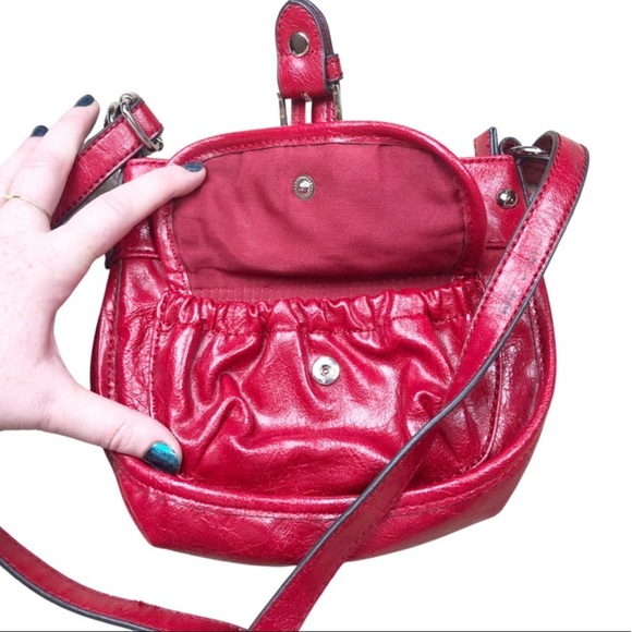 Axcess Red Faux Leather Women’s Crossbody Buckle Handbag Purse - Picture 5 of 14